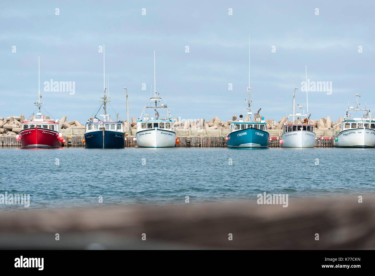 Canada, Quebec, Magdalen Islands, L'etang du Nord, fishing boats in the