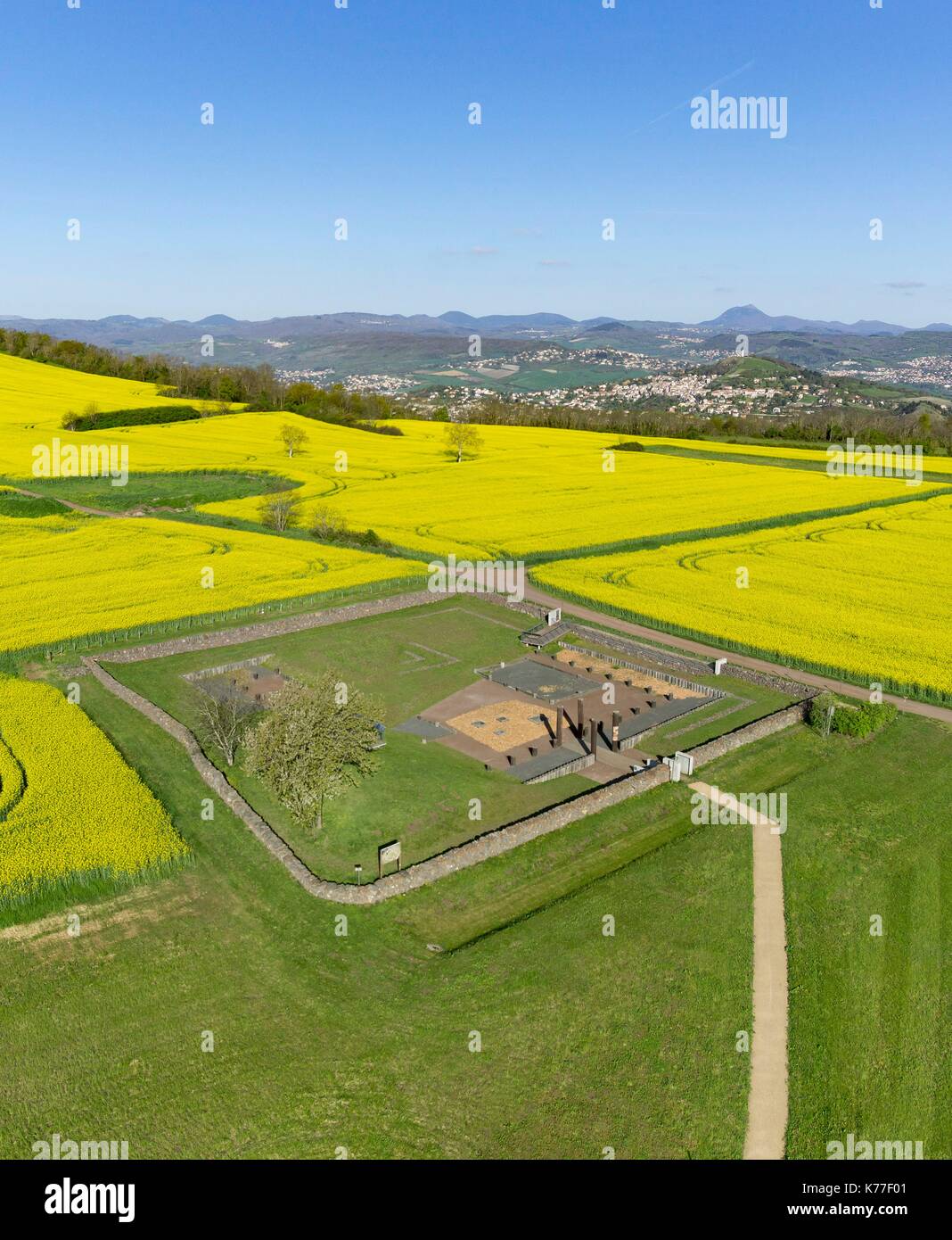 France, Puy de Dome, Corent, gallic oppidum (aerial view Stock Photo ...
