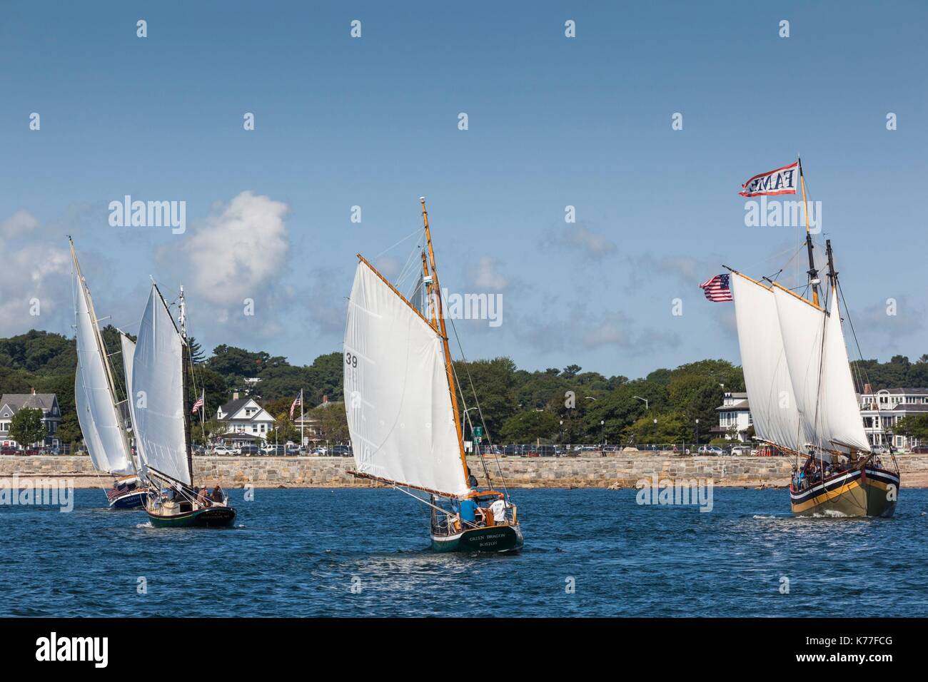 United States, Massachusetts, Cape Ann, Gloucester, America's Oldest Seaport, Gloucester Schooner Festival, schooner sailing ships Stock Photo