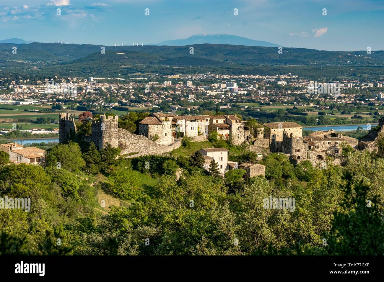 France, Ardeche, castle of Rochemaure, plateau du Coiron, Rhone valley