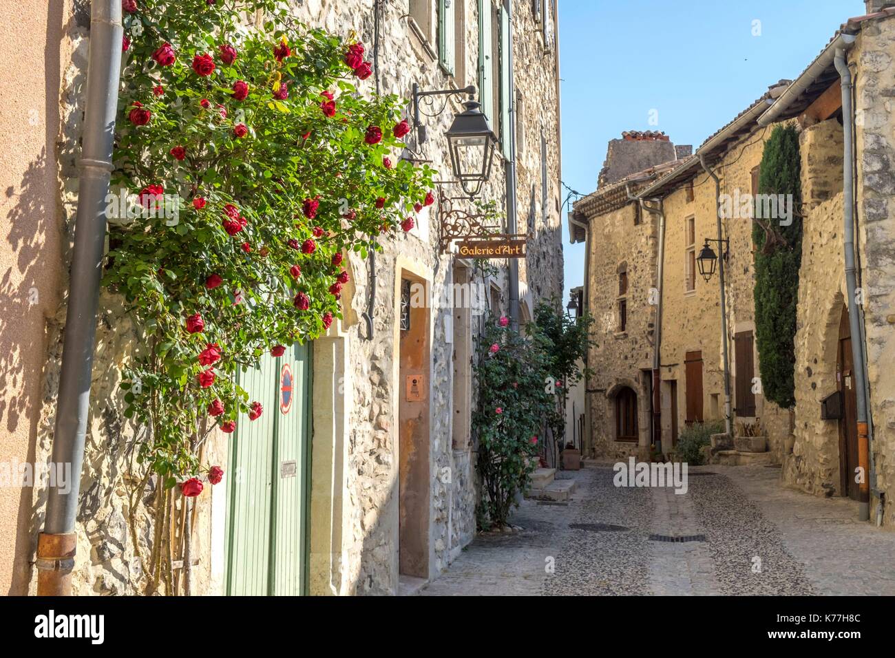 France, Ardeche, village of Rochemaure, plateau du Coiron, Rhone valley