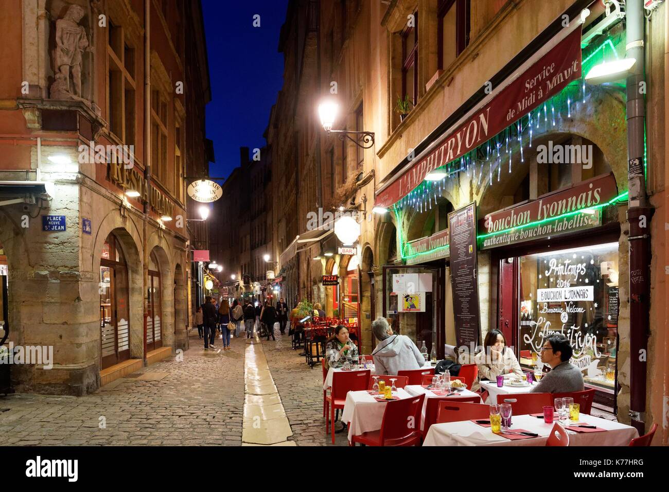 France, Rhone, Lyon, historical site listed as World Heritage by UNESCO,  Vieux Lyon (Old Town), St Jean district, rue Saint Jean Stock Photo - Alamy