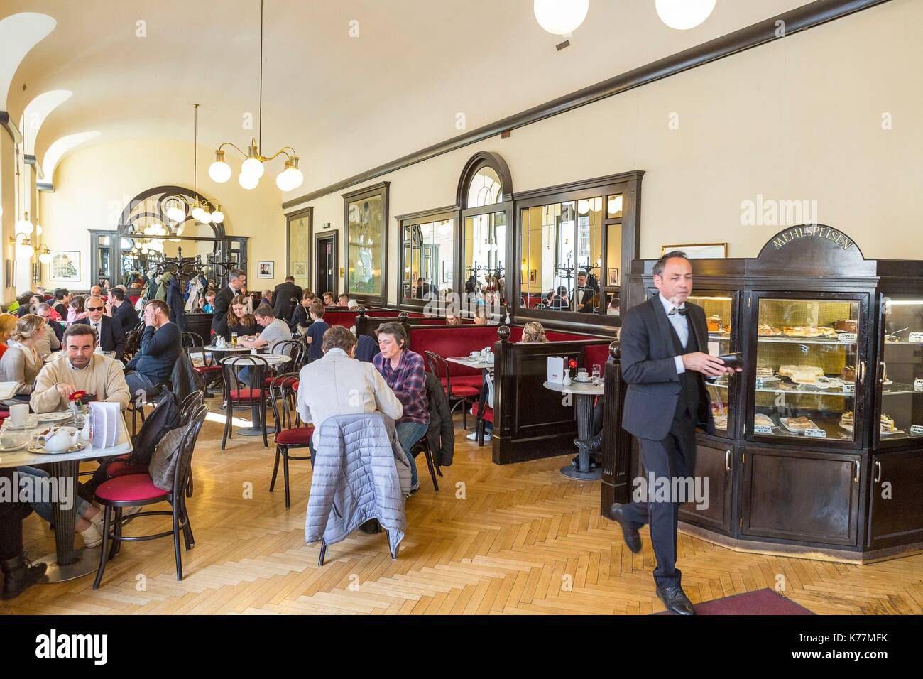 Austria, Vienna, historic center classified World Heritage UNESCO, typical coffee Griensteidl, Stock Photo