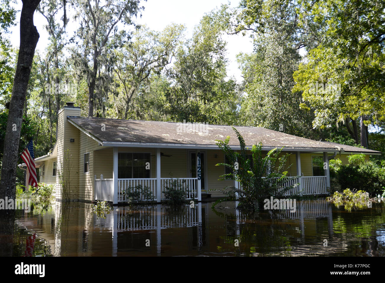 Storm flood damaged area in Middleburg, Florida, USA, on September 12, 2017 after Hurricane Irma took an unexpected turn and caused major devastation  Stock Photo