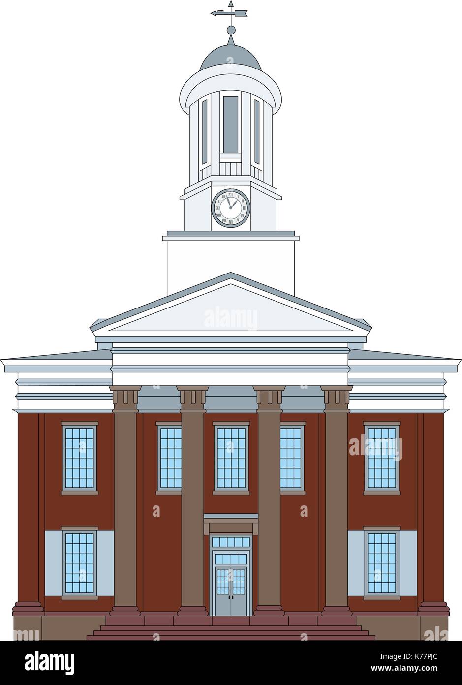 Sketch of the Cumberland County Courthouse in Carlisle, Pennsylvania Stock Vector