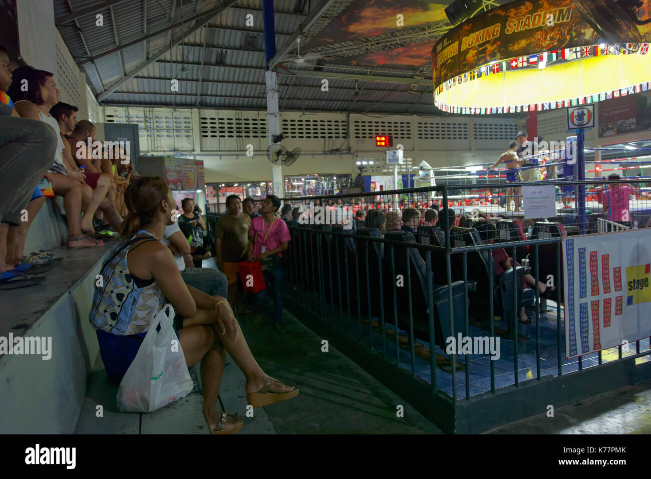 Muay thai boxing event in stadium, Thailand Stock Photo
