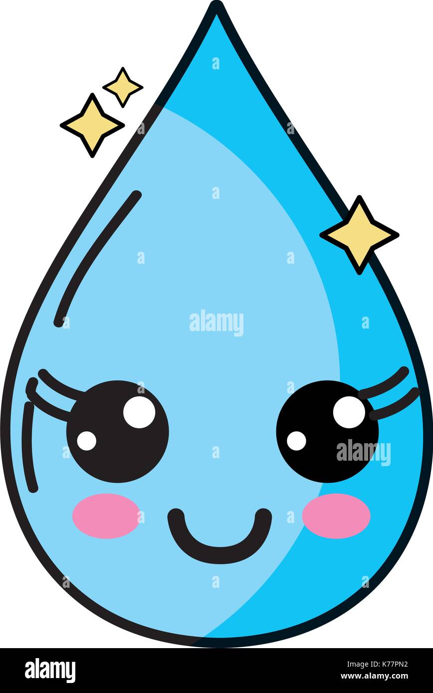 kawaii cute happy water drop Stock Vector