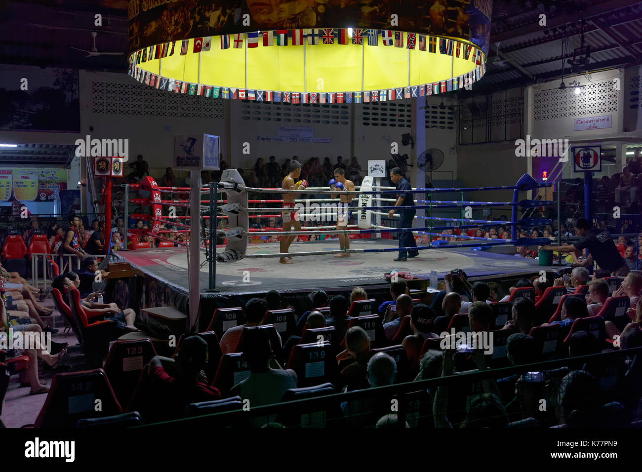 Muay thai boxing event in stadium, Thailand Stock Photo