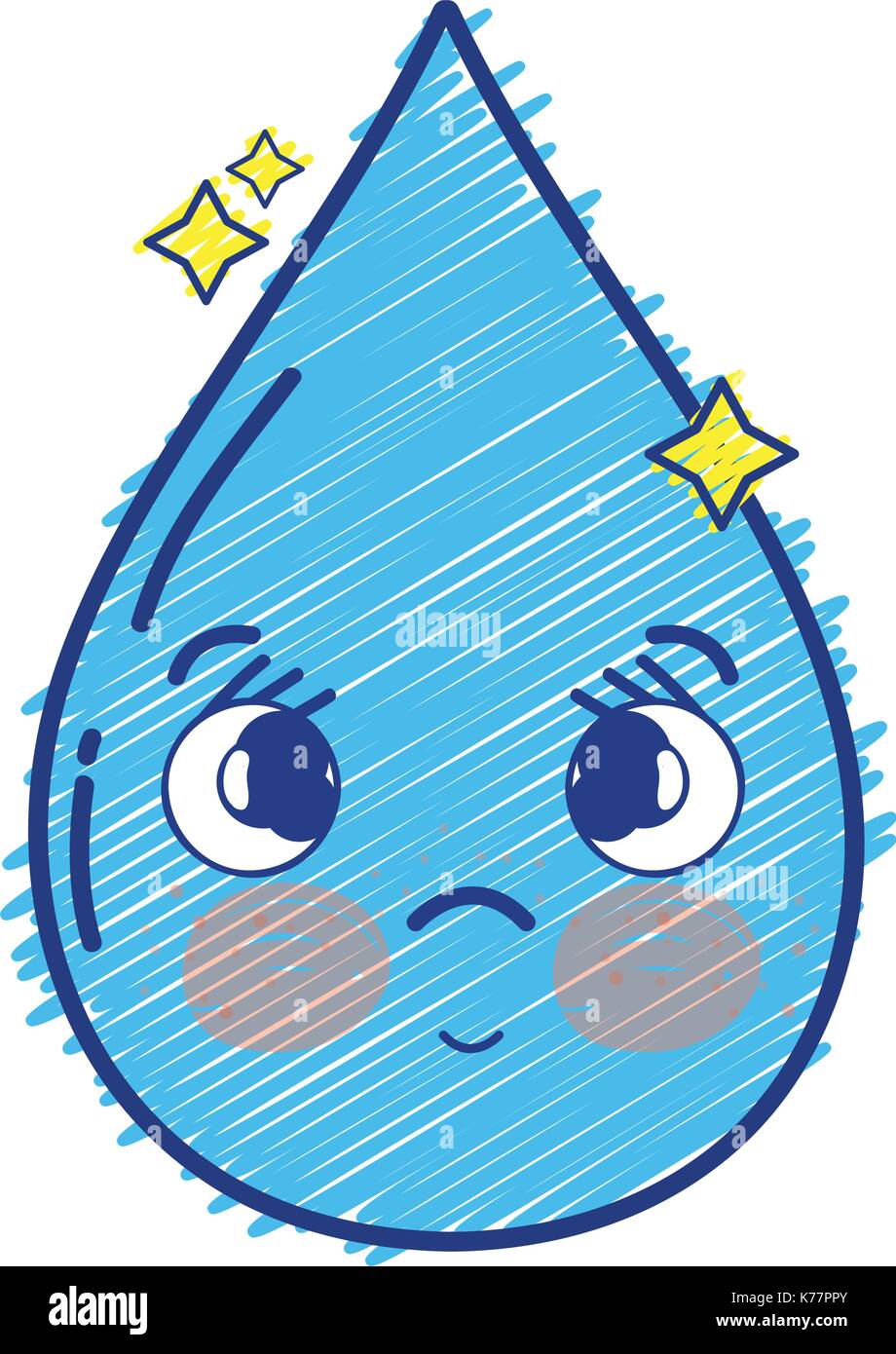 kawaii cute sad water drop Stock Vector