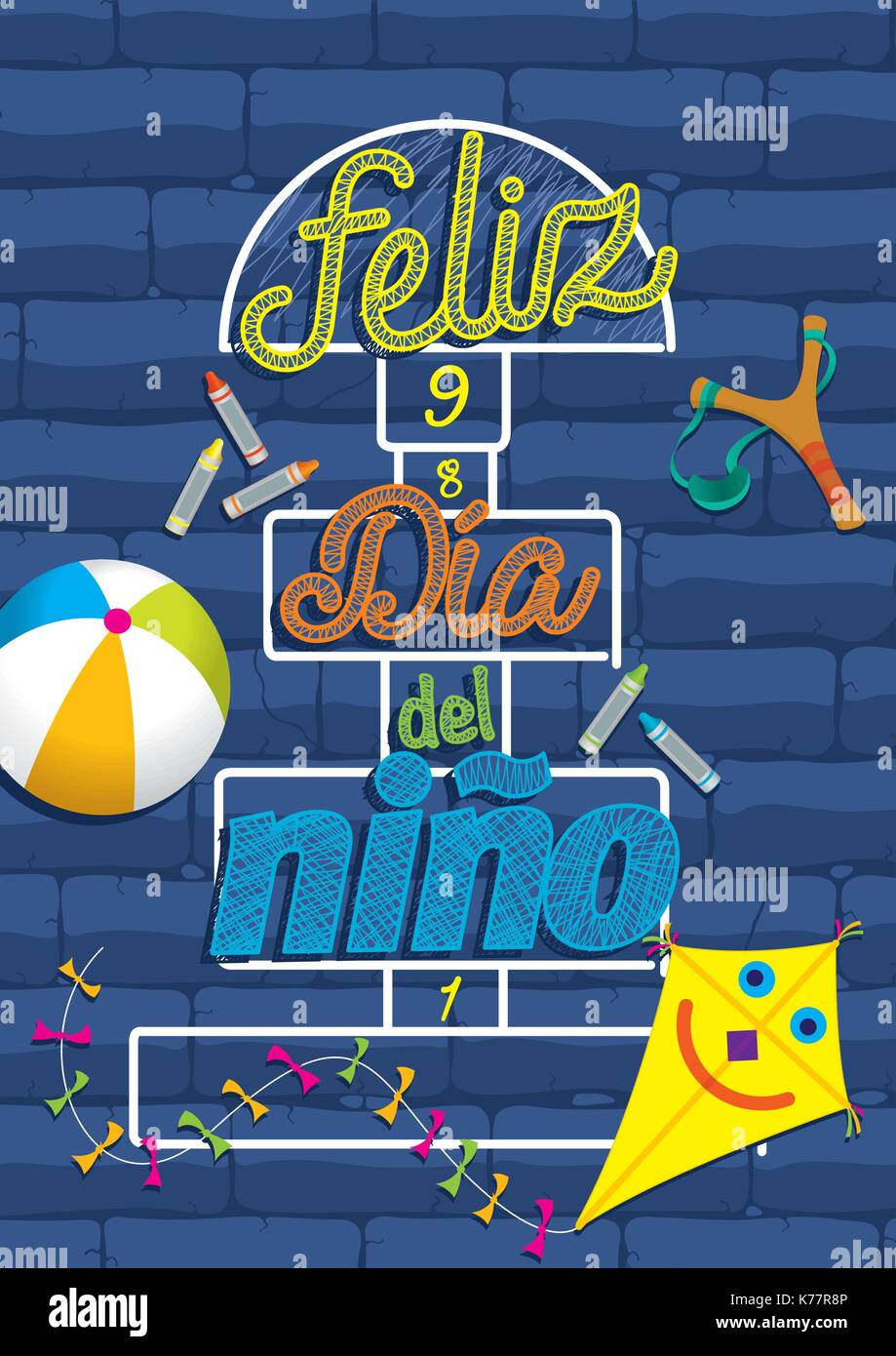 Feliz Dia Del Nino Lettering Happy Children S Day In Spanish