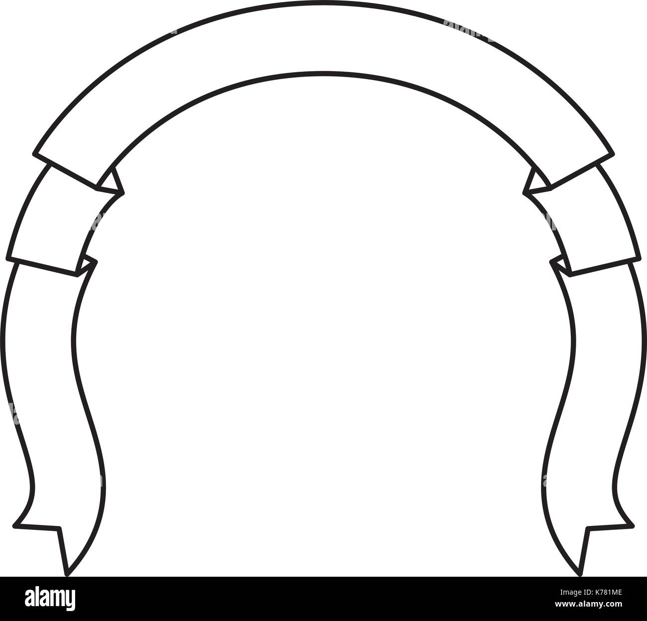 ribbon decorative monochrome silhouette in shape of arch Stock Vector