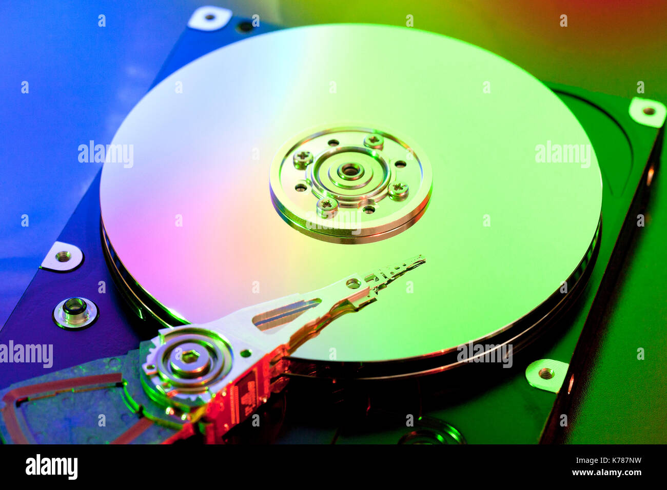 Hard disk drive platter and read / write head (HDD read/write head, Hard Drive) Stock Photo