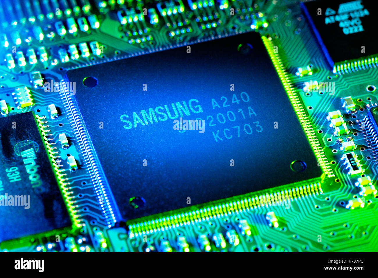 Samsung SID2001A CPU on hard disk drive control board Stock Photo