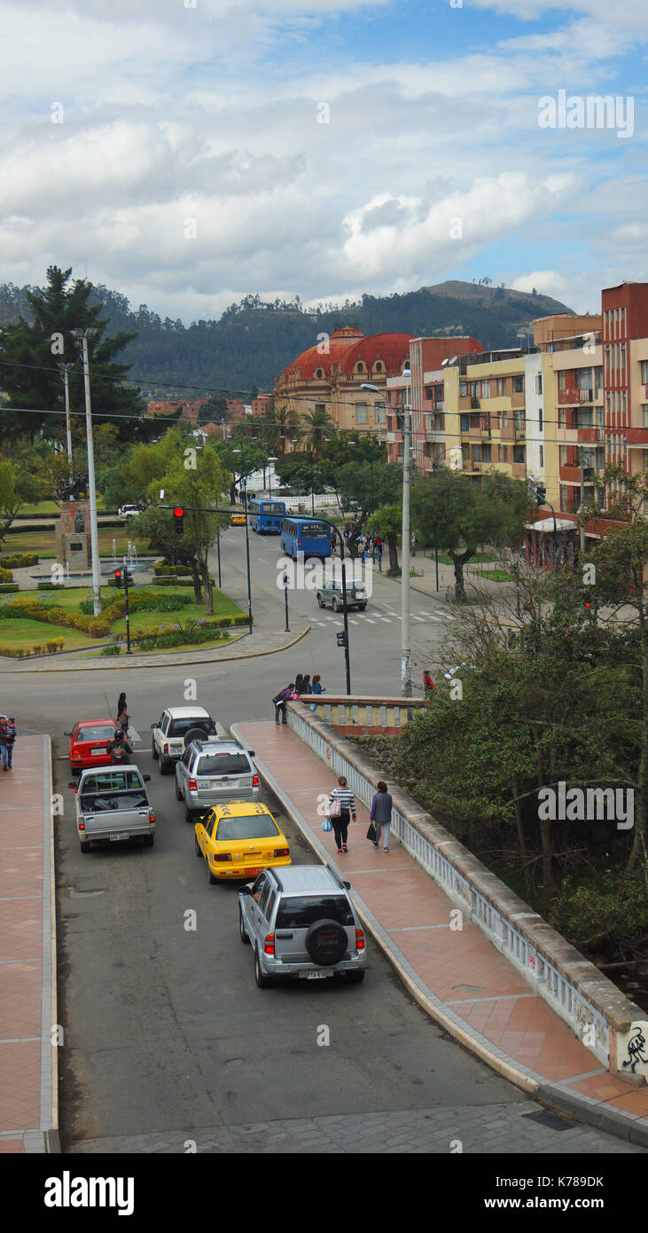 Daily activity on the bridge located on Avenida 12 de Abril and Avenida  Fray Vicente Solano in the southern part of the city of Cuenca Stock Photo  - Alamy