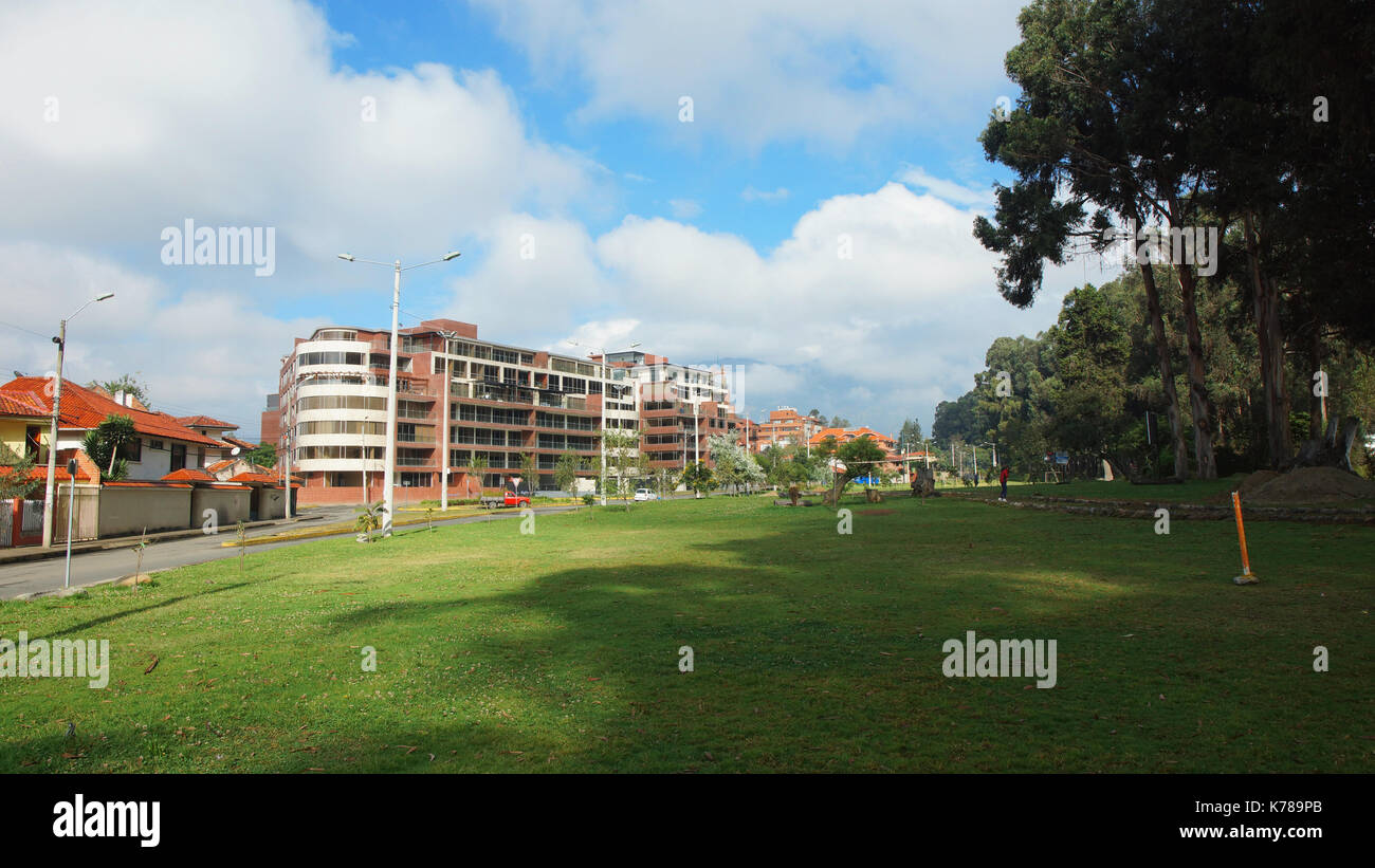 View of Ordonez Lasso Avenue in the modern area of the city of Cuenca Stock Photo