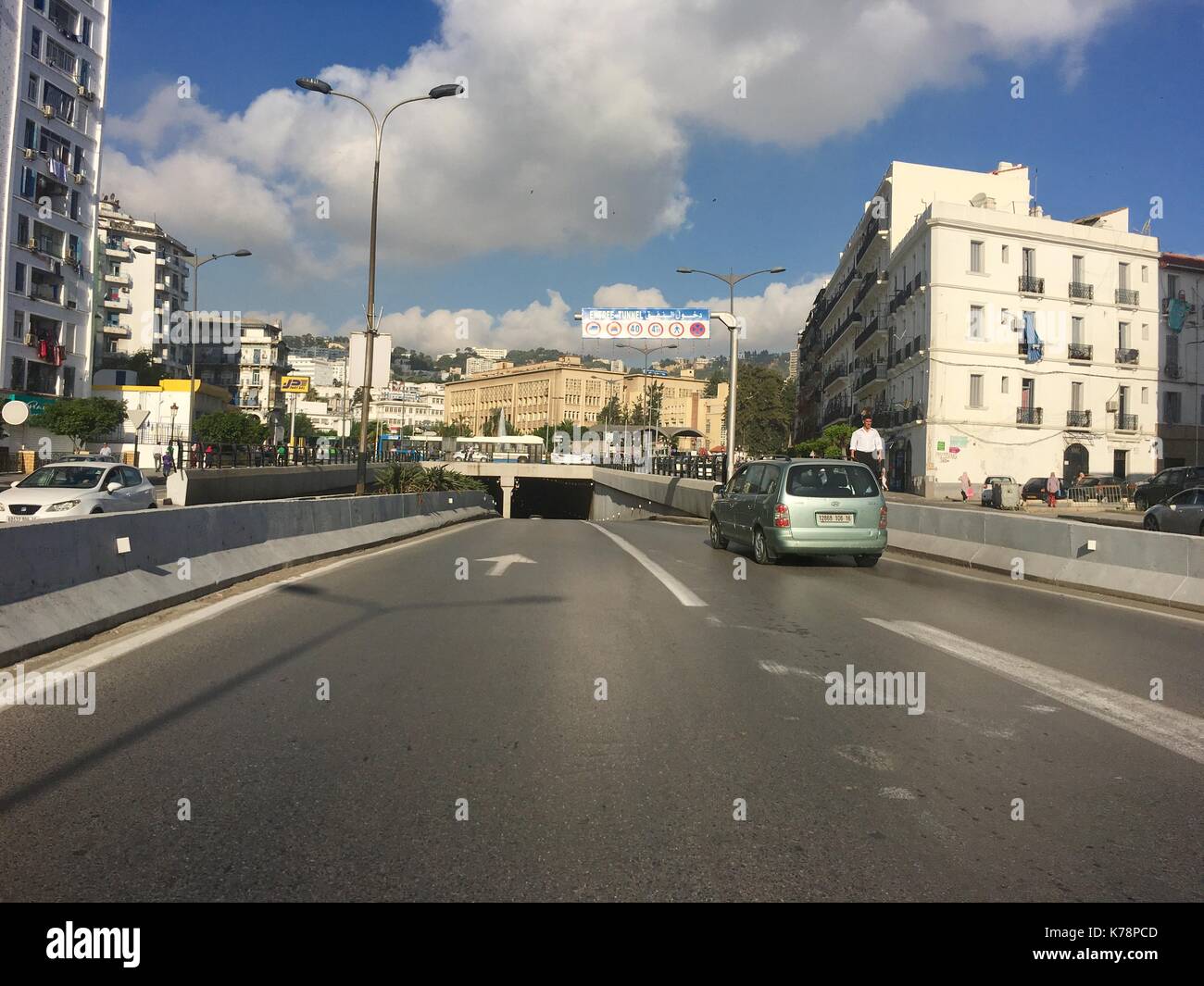 ALGIERS, ALGERIA - SEP 12, 2017: French colonial side of the city of Algiers Algeria.Modern city has many old French type buildings. Stock Photo