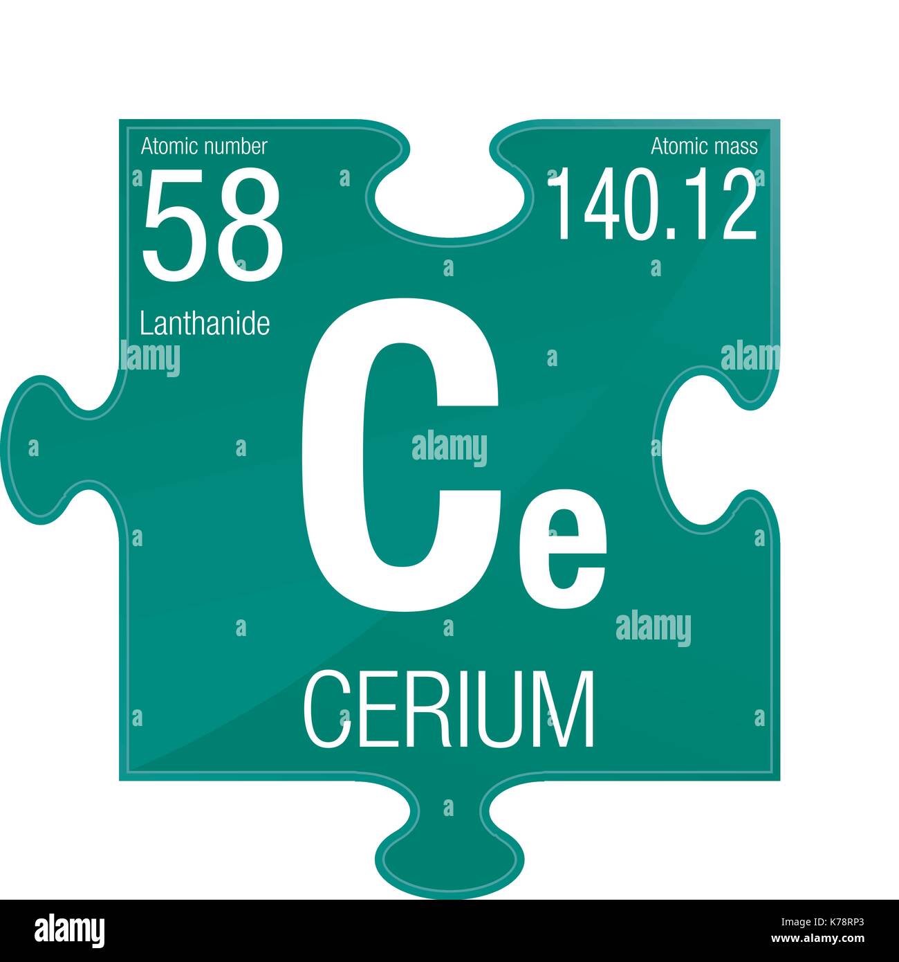 Cerium symbol. Element number 58 of the Periodic Table of the Elements