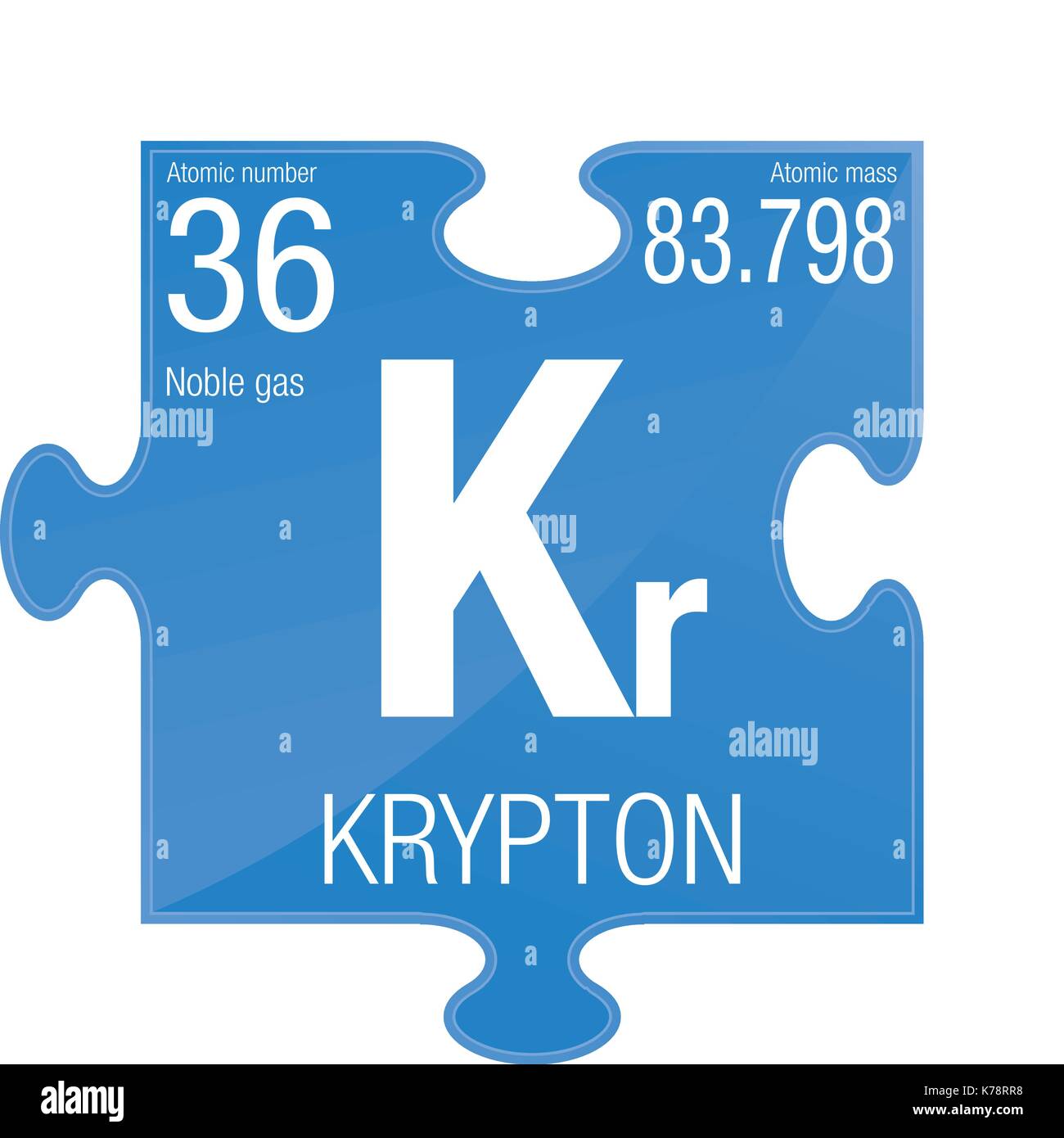 Krypton symbol. Element number 36 of the Periodic Table of the Elements -  Chemistry - Puzzle piece with blue background Stock Vector Image & Art -  Alamy