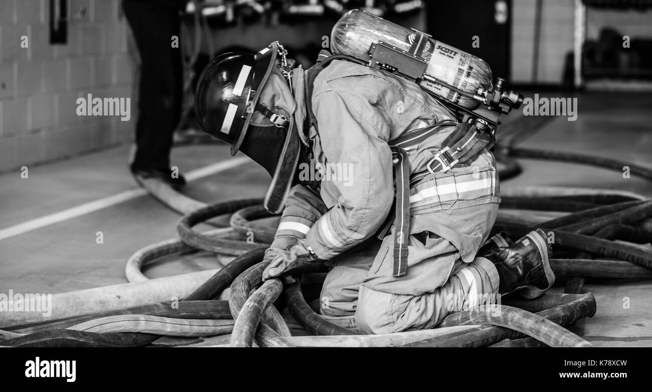got to shot a friend of mine and his colleagues who are firemen.. doing some training to stay sharp Stock Photo