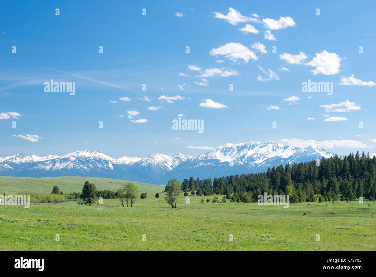 Trout Creek valley and the Wallowa Mountains, Northeastern Oregon Stock Photo Alamy