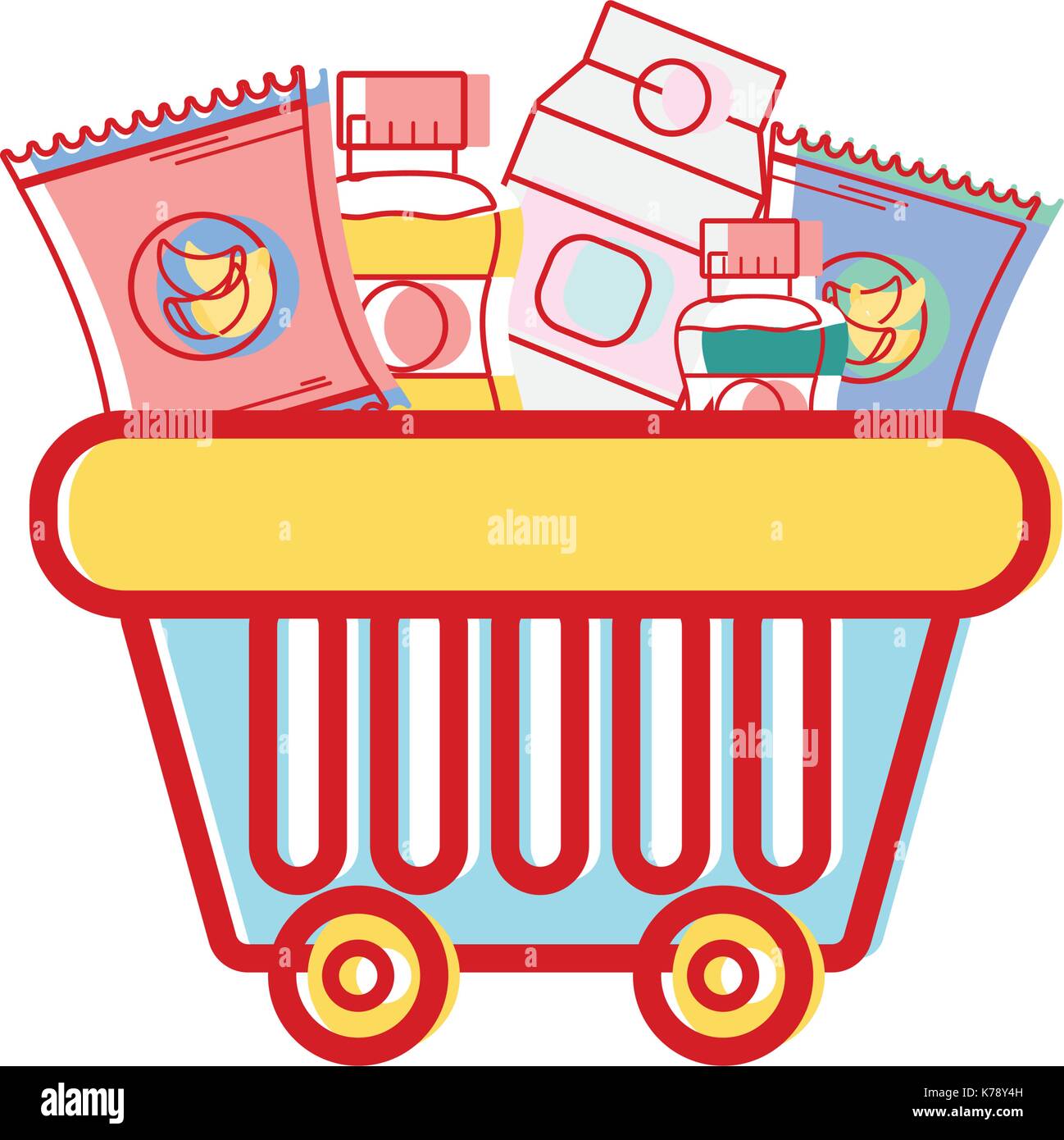 shopping basket with delicious products to buy Stock Vector Image & Art