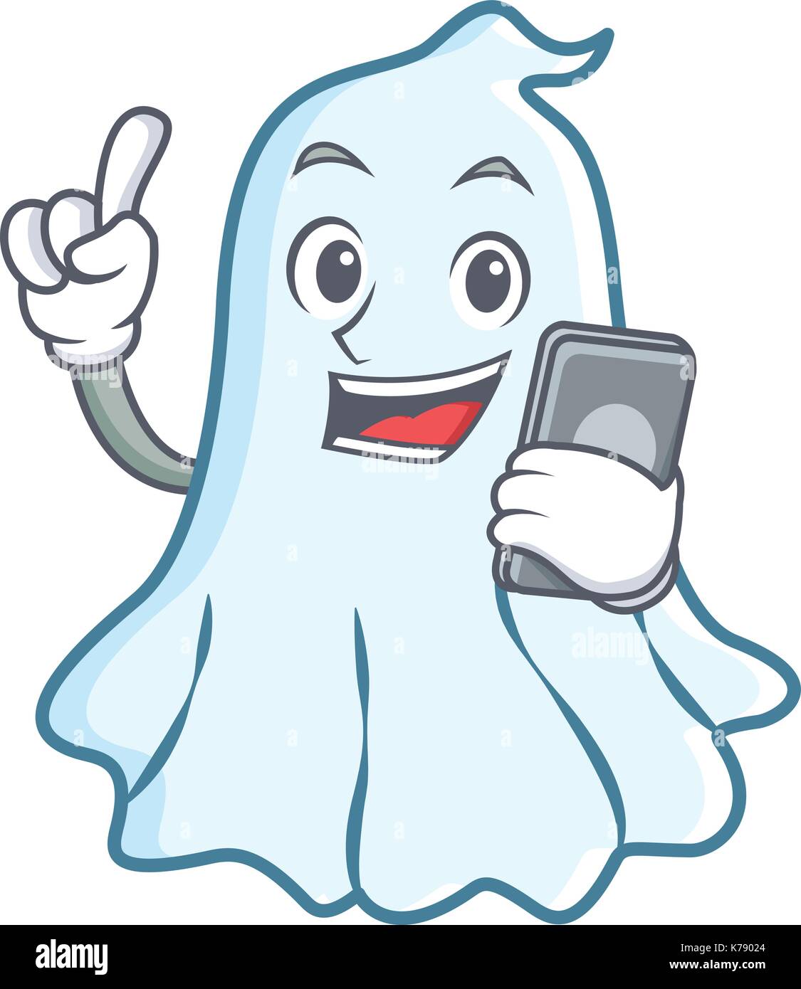With phone cute ghost character cartoon Stock Vector Image & Art Alamy