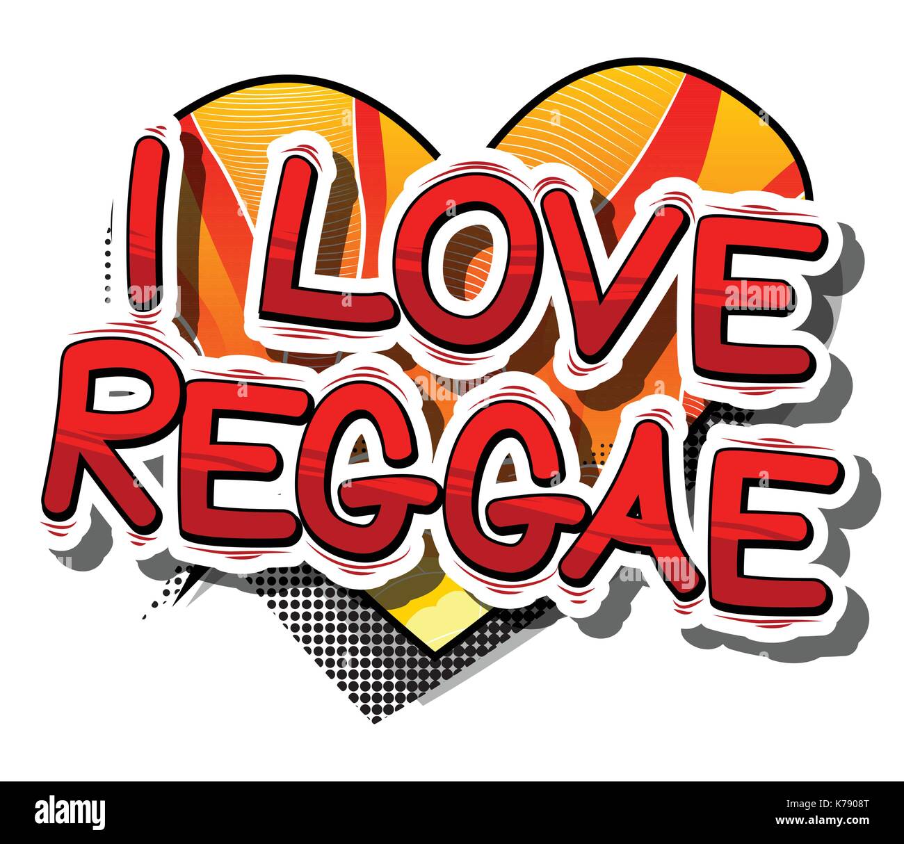 I Love Reggae Comic book word on abstract background Stock Vector
