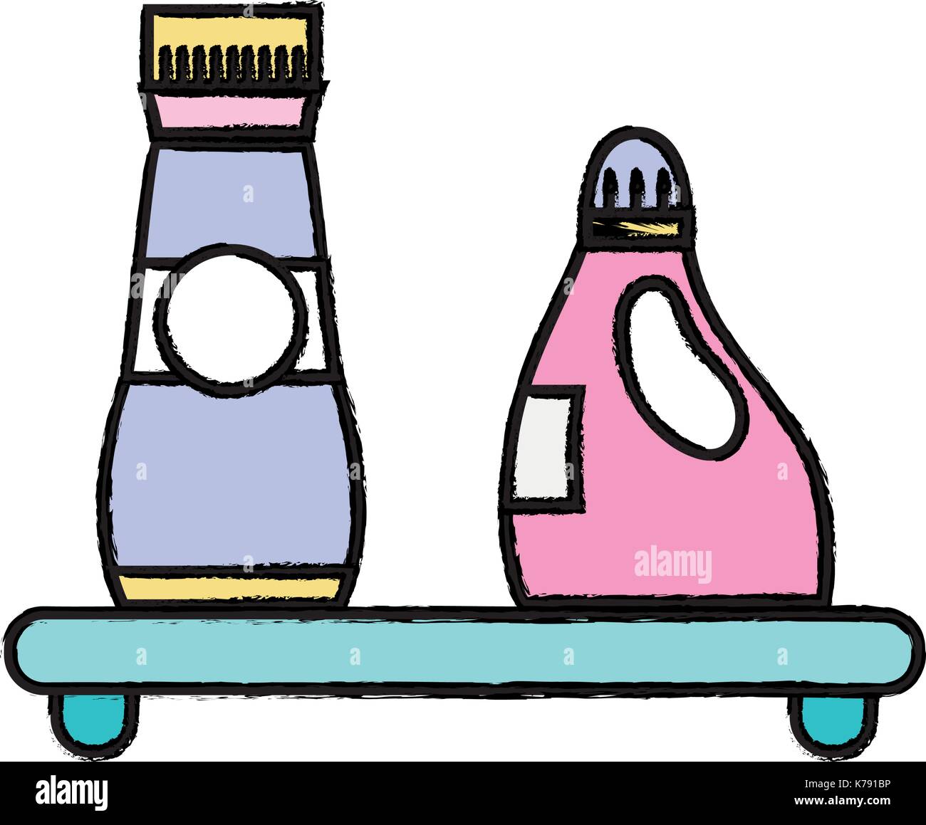 shelf with softener and detergent liquid bottle Stock Vector Image