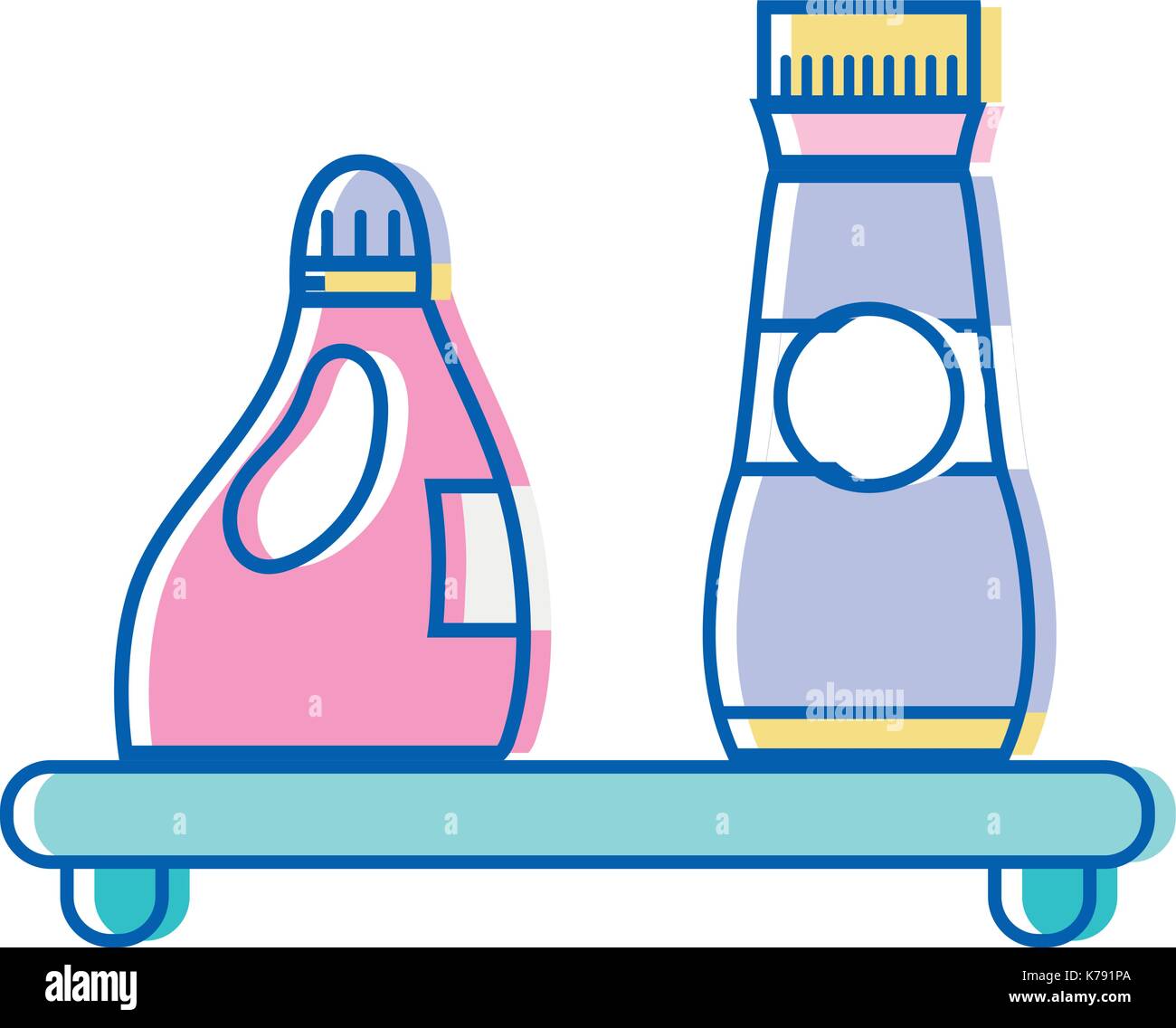 shelf with softener and detergent liquid bottle Stock Vector Image