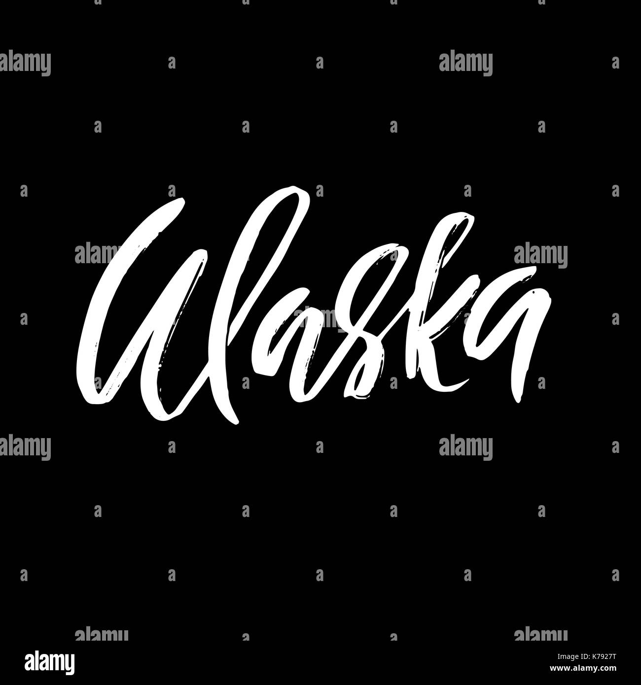 Alaska. Modern dry brush lettering. Retro typography print. Vector handwritten inscription. Stock Vector