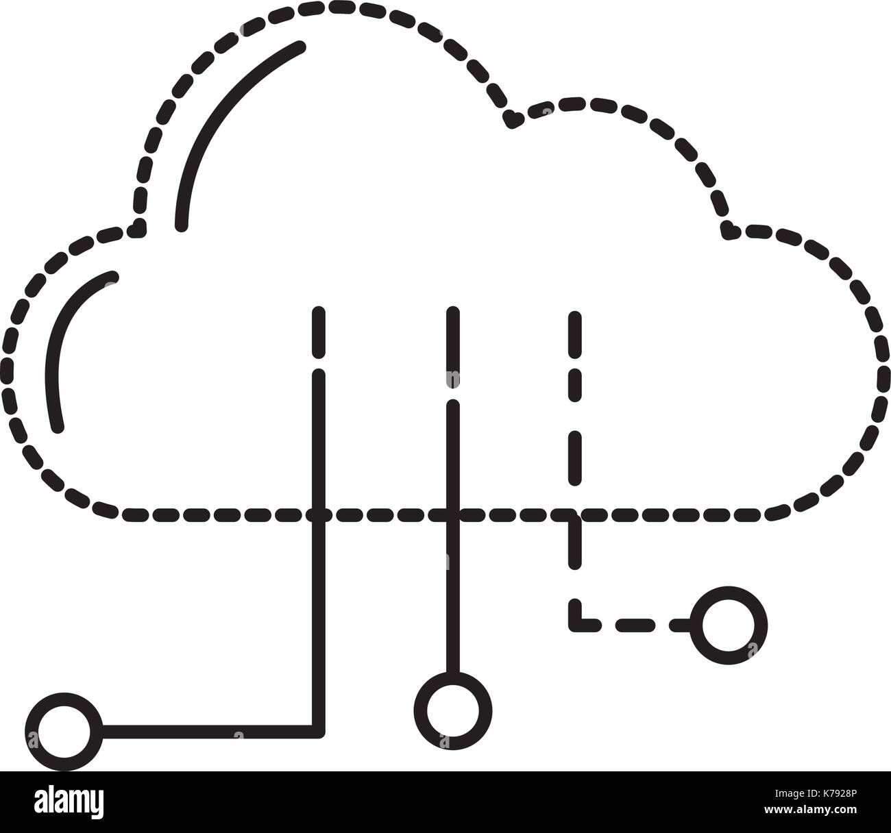 dotted shape cloud data with circuits to digital connection Stock ...