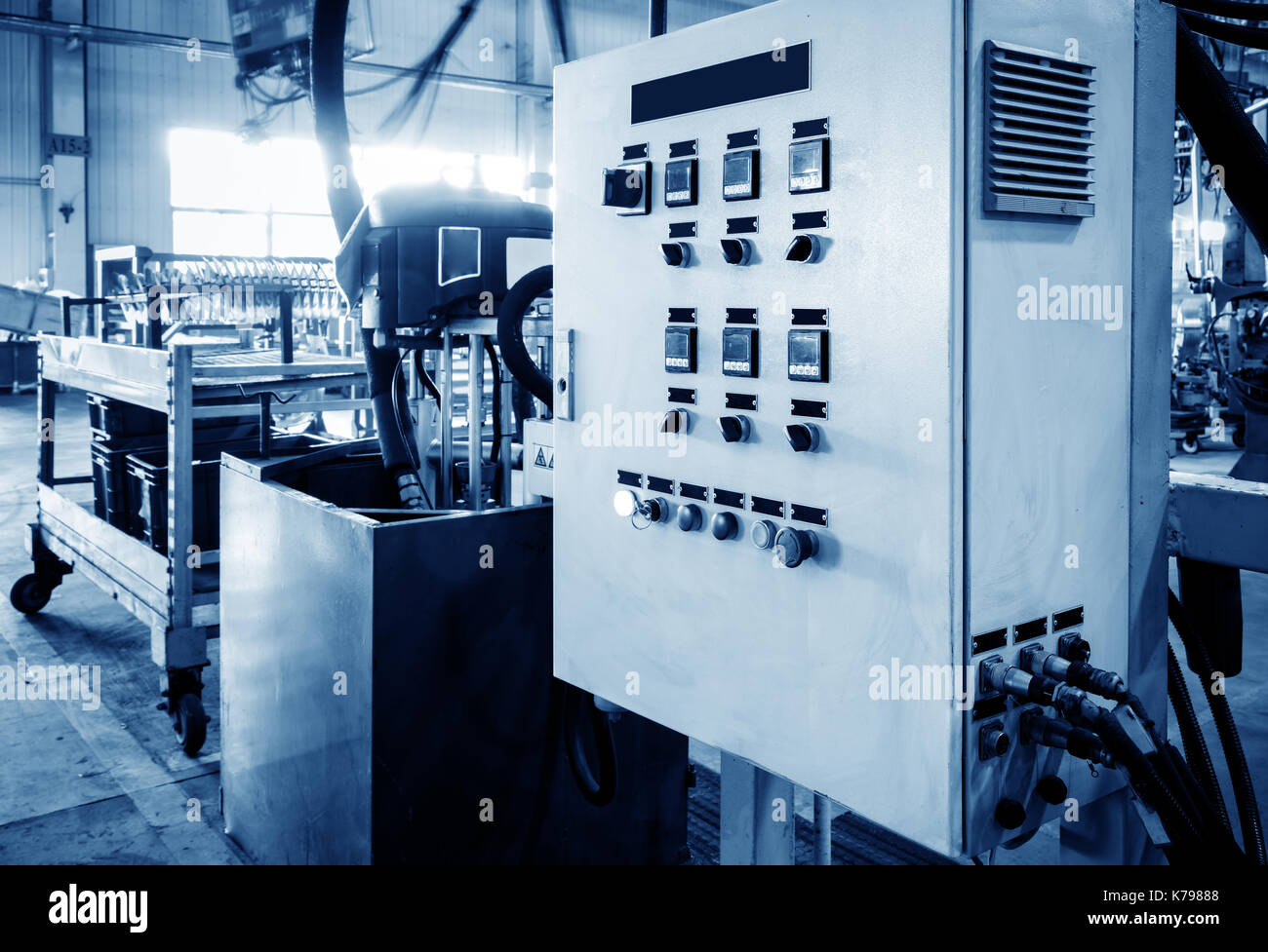 Large car production line control box close - up Stock Photo