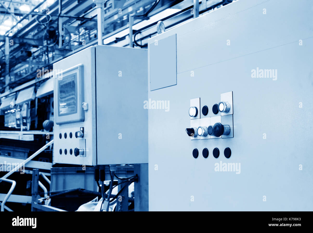 Large car production line control box close - up Stock Photo - Alamy