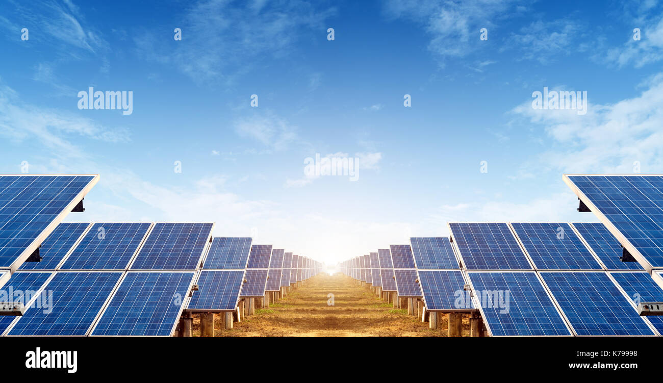 Multiple solar panels, pollutionfree green energy base Stock Photo Alamy