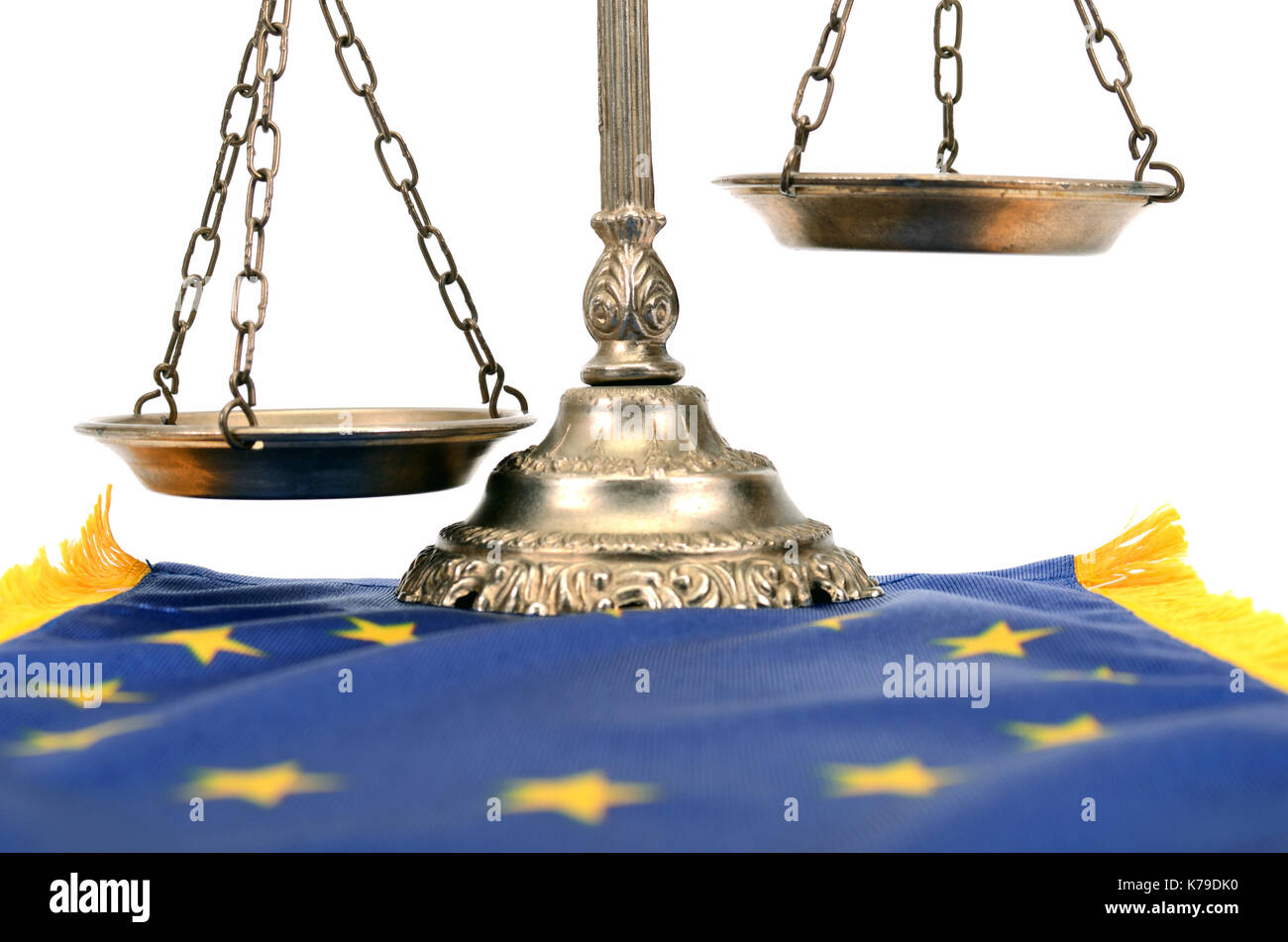 Scales of justice and Flag of European union , European union law