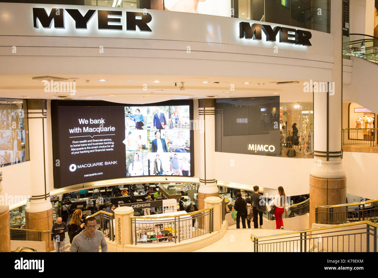 Myer department store retail in pitt street, Sydney city centre,Australia Stock Photo