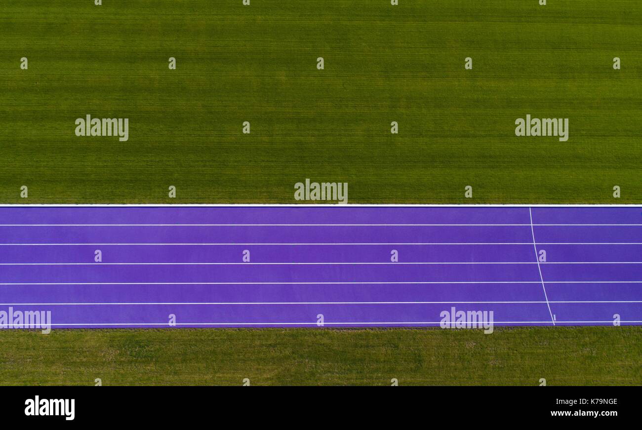 Aerial view of sport track on the athletics stadium Stock Photo Alamy