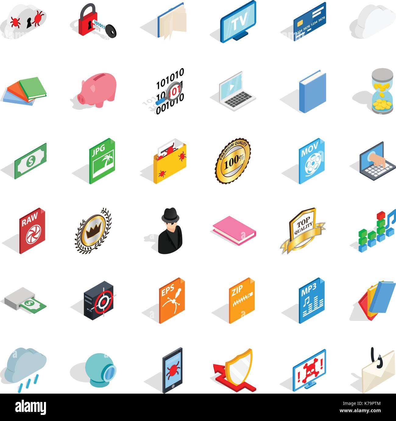 File icons set, isometric style Stock Vector