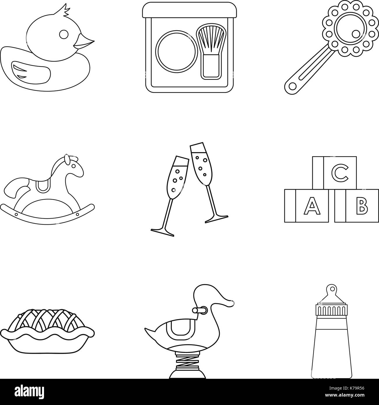 Little children toy icons set, outline style Stock Vector Image & Art ...