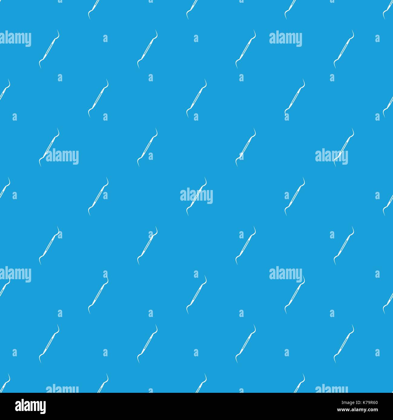 Dental instrument, probe pattern seamless blue Stock Vector