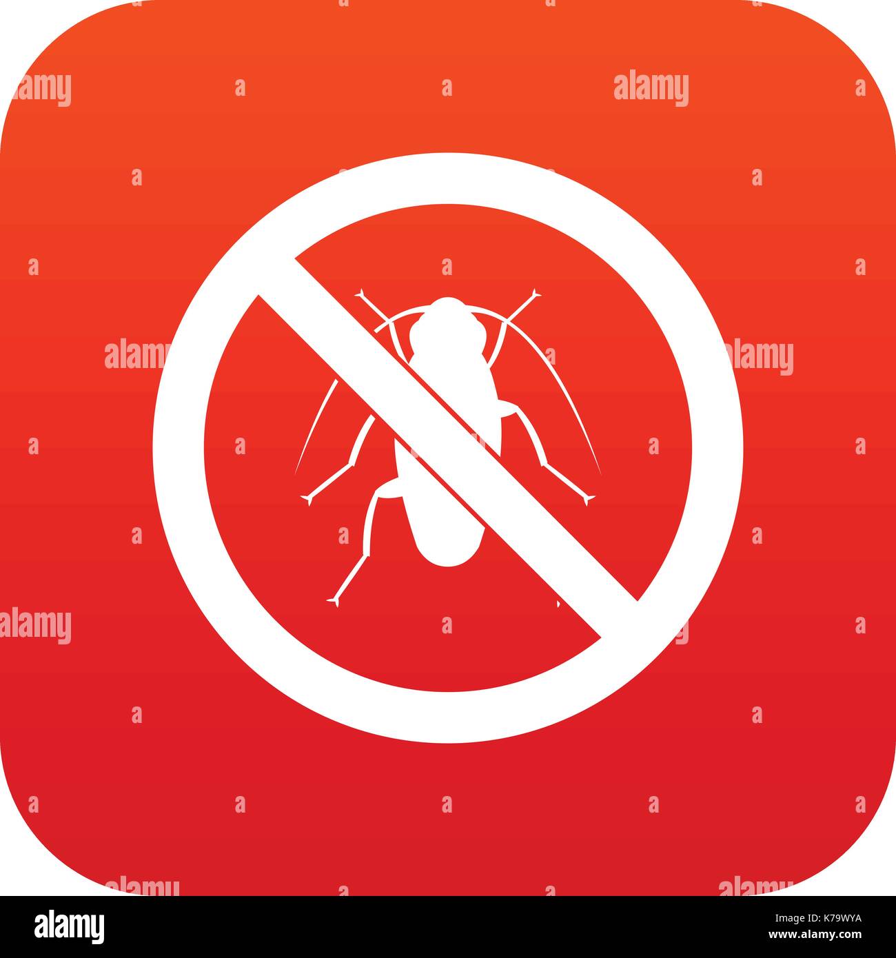 No cockroach sign icon digital red Stock Vector