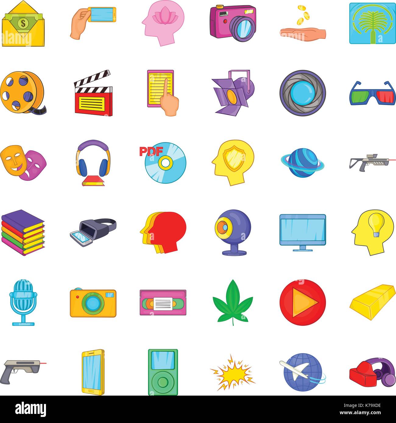 Three d cinema icons set, cartoon style Stock Vector Image & Art - Alamy