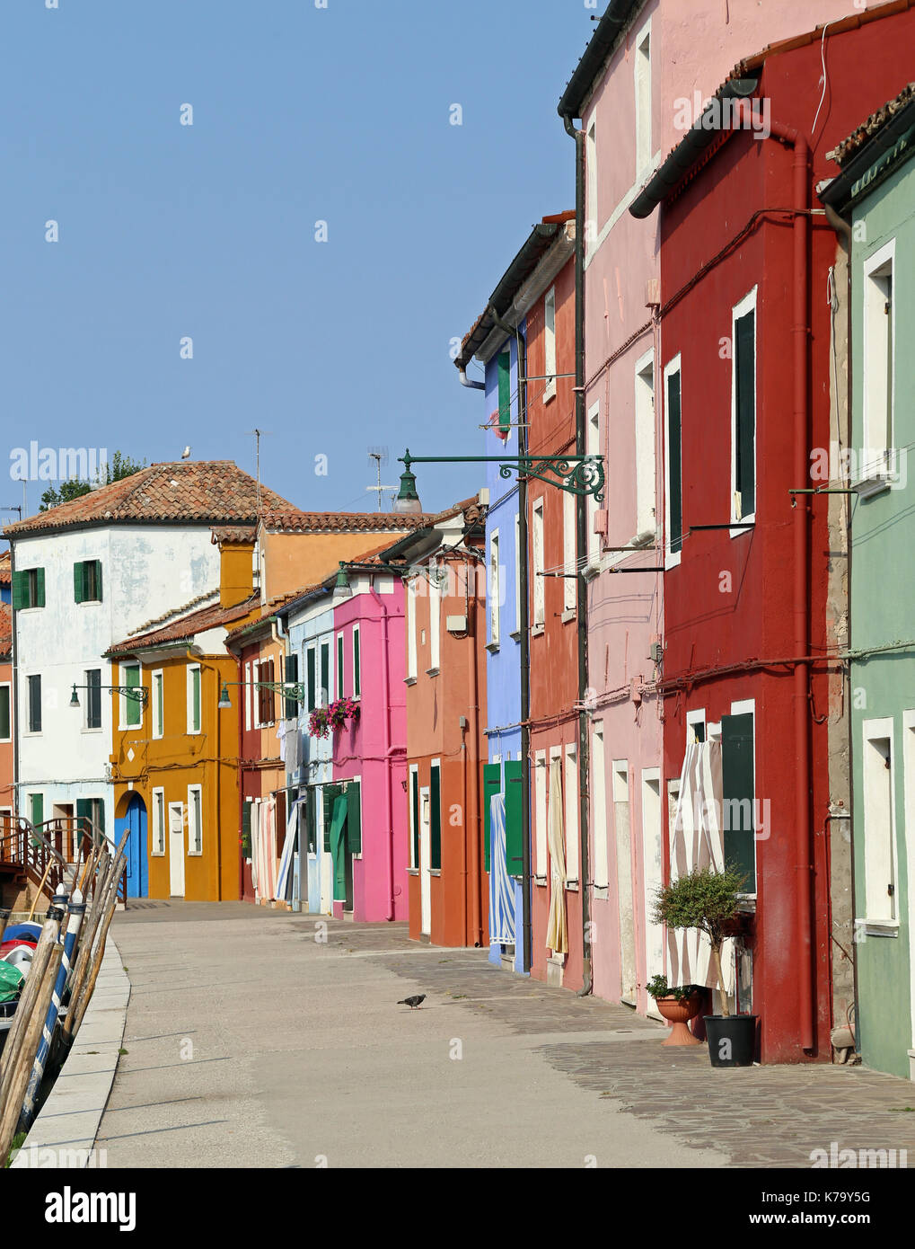 vivid colored houses on the island of Burano in Venice in northern Italy Stock Photo