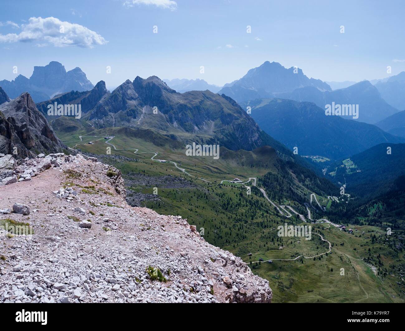 Dolomites,road,serpentines,Passo Giau pass,rocks Stock Photo