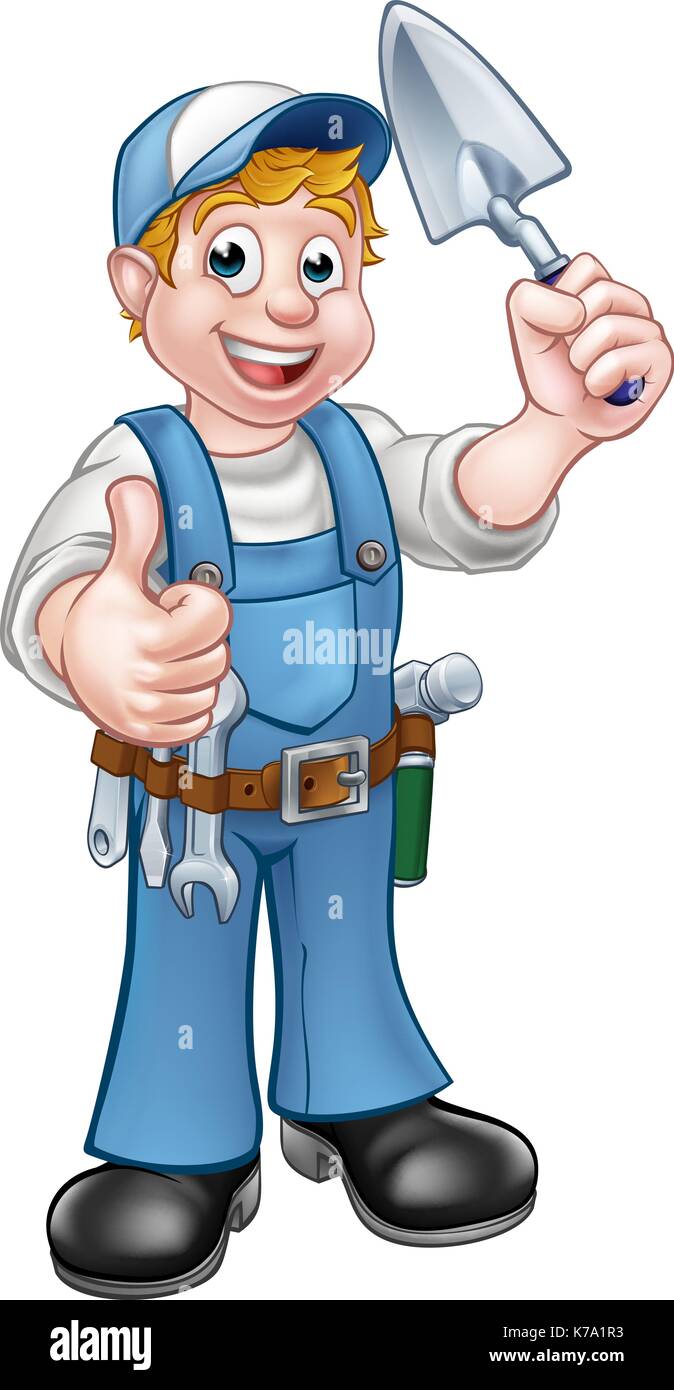 Builder Bricklayer Construction Worker Trowel Tool Stock Vector Image ...