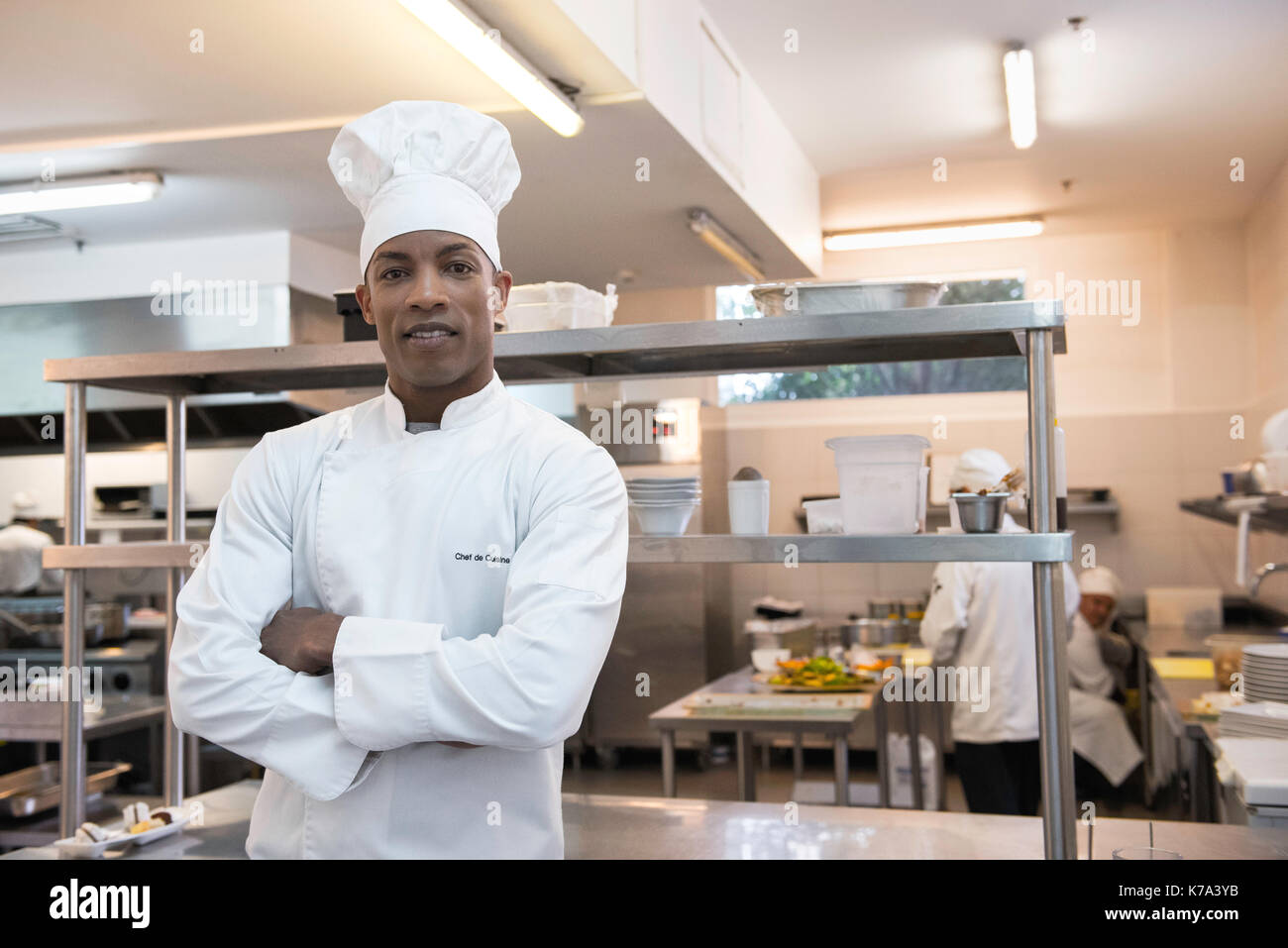 Chef in commercial kitchen, portrait Stock Photo