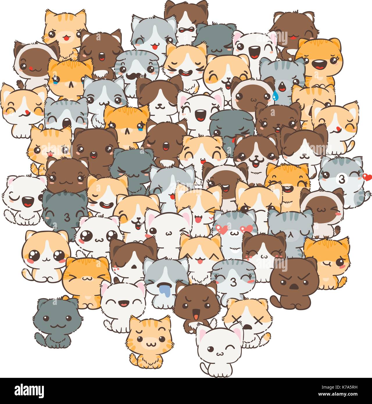 Vector pattern for print. Ilustration with cats and dogs for design of posters, prints, invitations, greetings, childbook, flyers and antistress pictu Stock Vector