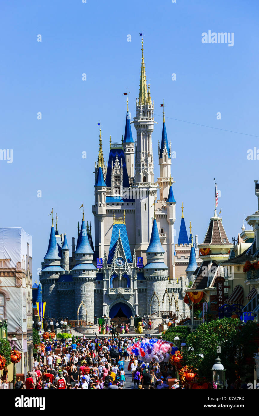 Fairytale palace in Walt Disney Magis Kingdom theme park, Orlando Florida, USA Stock Photo
