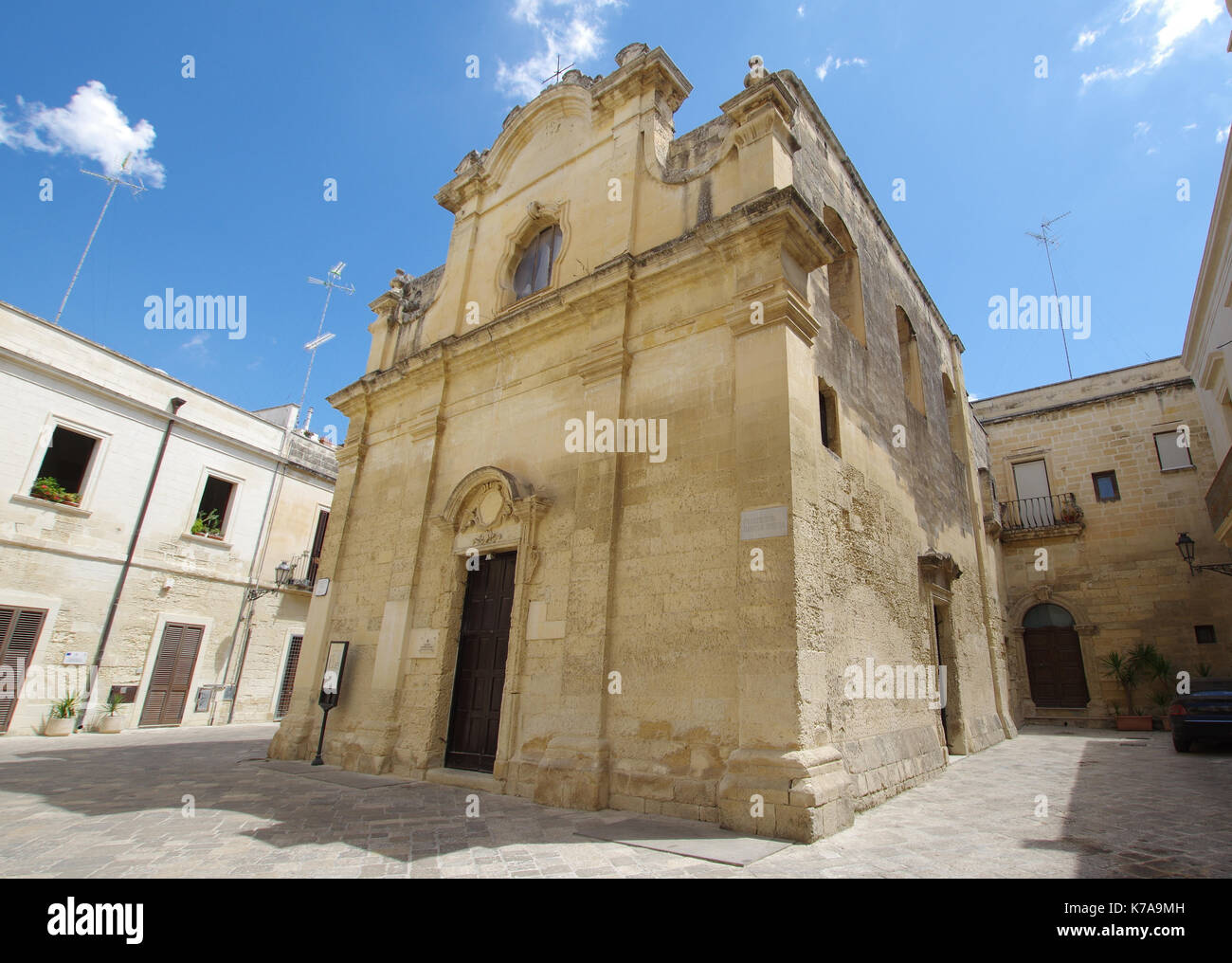 Church San Niccolò dei Greci ( Klisha and Shën Kollit in Albanian) , also known as the Greek church, is located in the historical center of Lecce, Ita Stock Photo