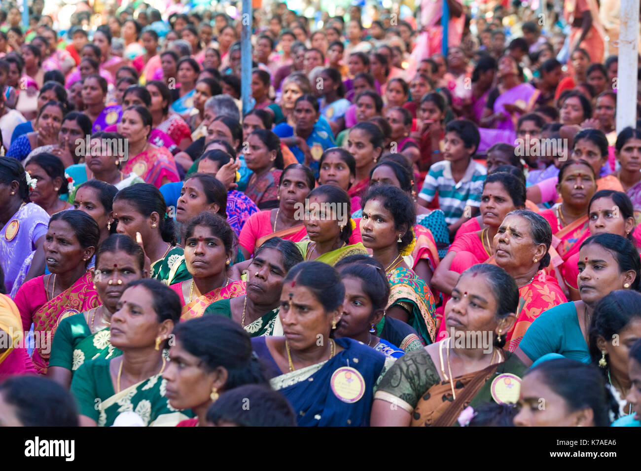 AUROVILLE, INDIA: Auroville Village Action Group. Around 4000 women gathered at the Annual Women's Festival Stock Photo